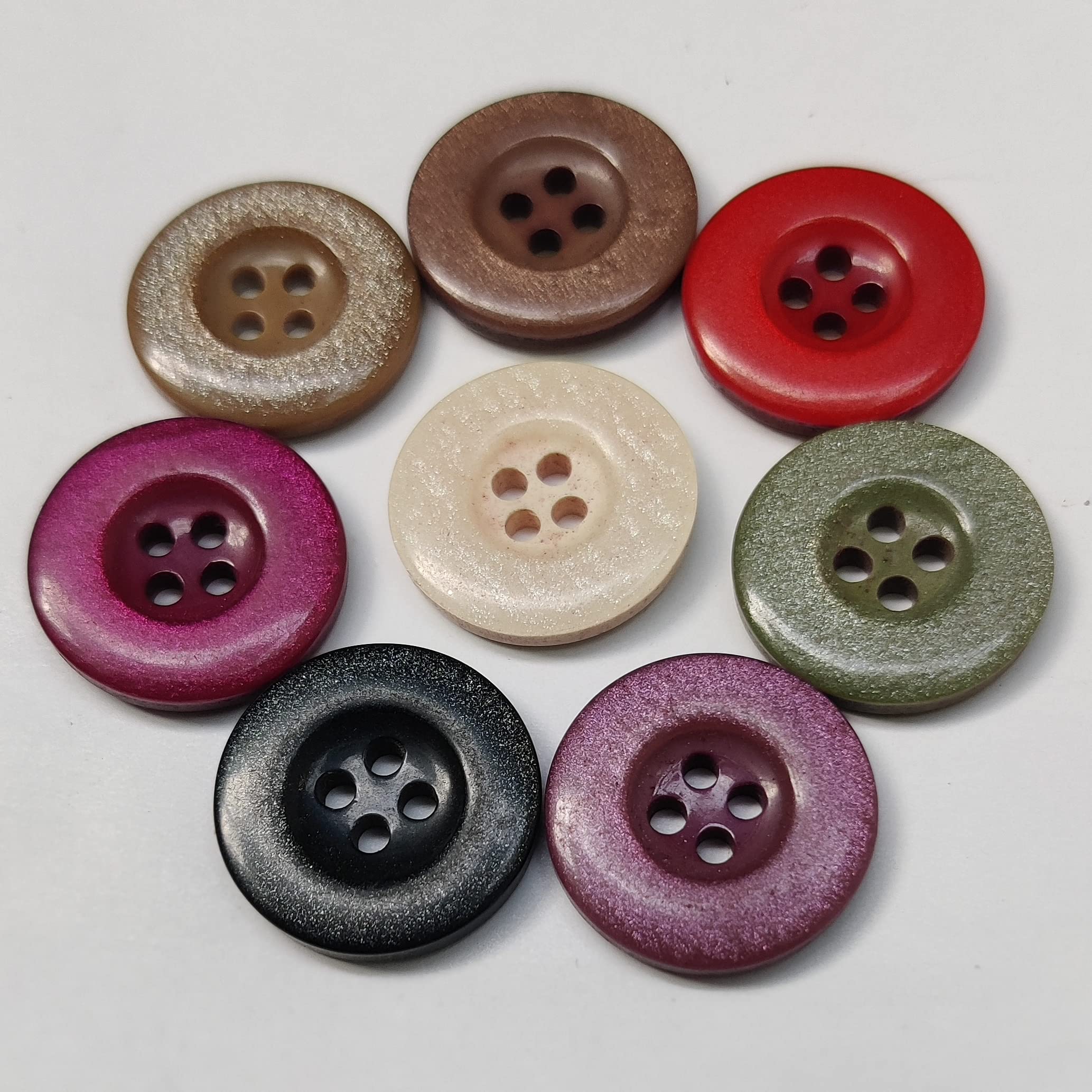 DESIGNERBOXMulticolour Assorted 4 Hole Fancy Acrylic Button Combo of 8 Colours use for Jackets , Pants , Shirts , Blouses , DIY , Crafts and Project ( Pack of 80 pcs Size : 2 cm