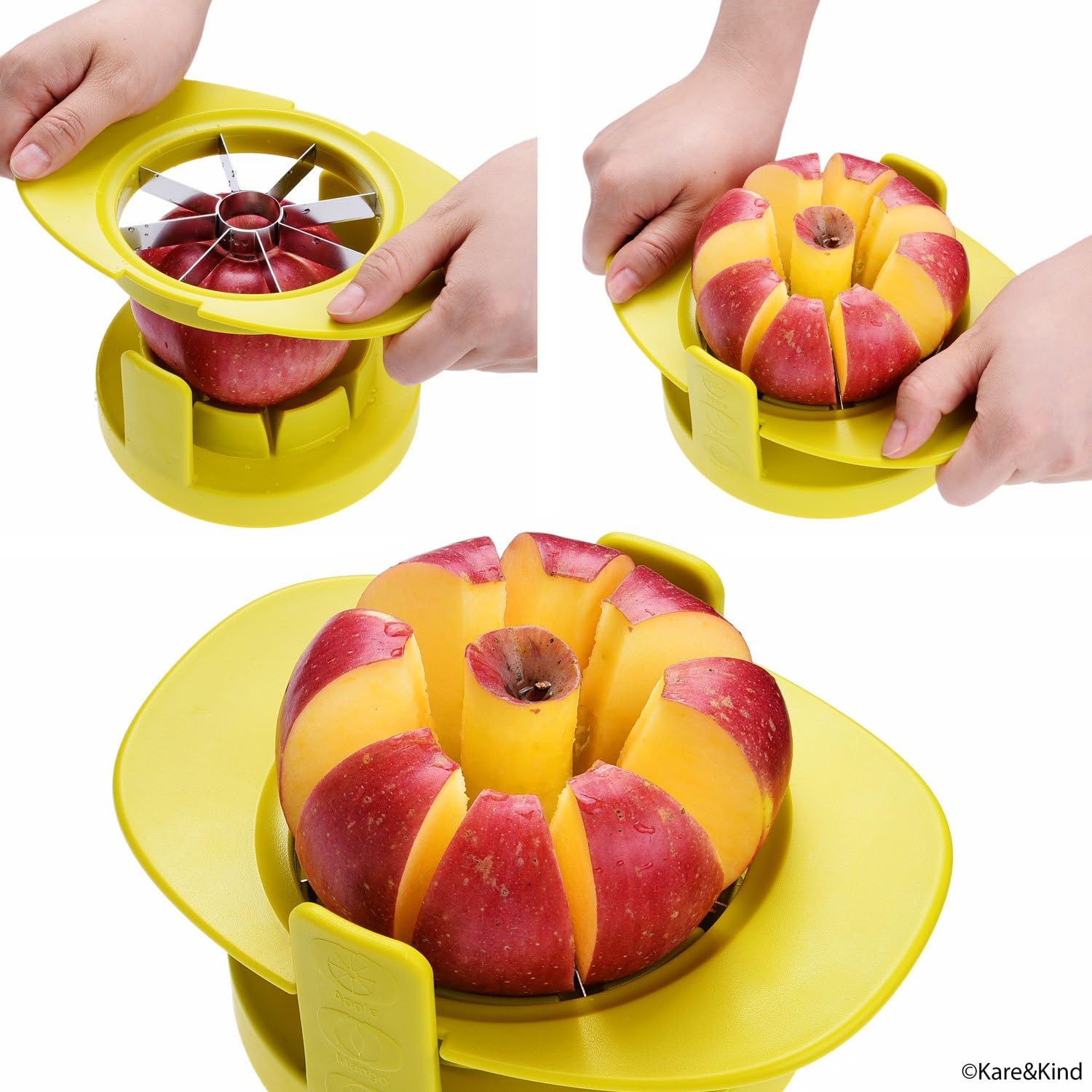 Apple/Tomato/Mango Cutters, Set of 3, Sturdy Base Keeps Fruit/Vegetable in Place, Also Keeps Cutters Organized - Image 3