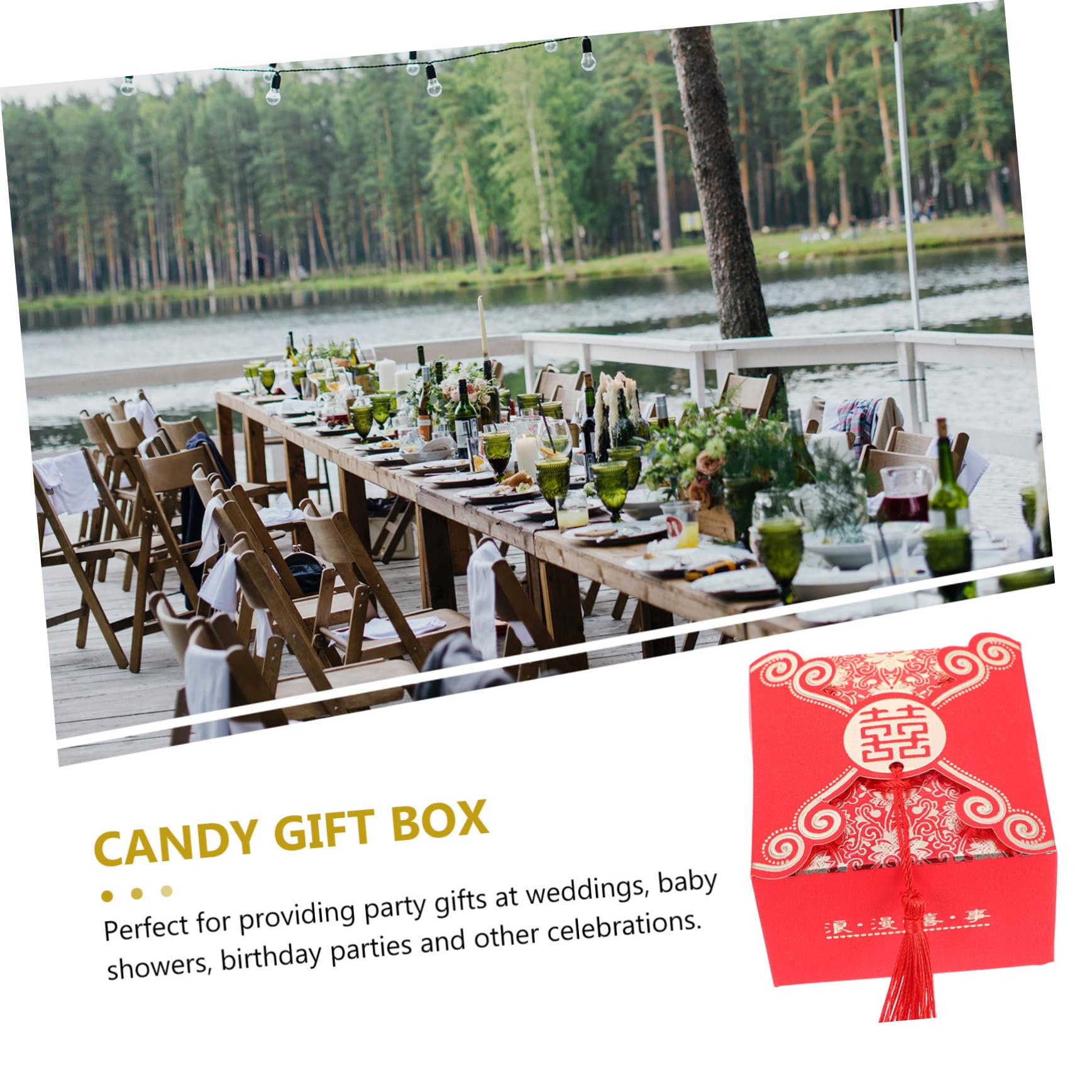 Beavorty 12pcs Chinese Theme Wedding Candy Boxes Creative Festive Wrapping Cases Tassels for Weddings Parties and Celebrations
