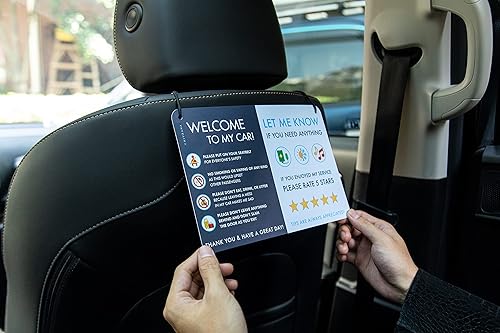 Miniatura 3 de Paquete de 2 letreros de coche Rideshare - Mejores relaciones con los clientes, calificaciones más altas y más consejos con letrero universal,