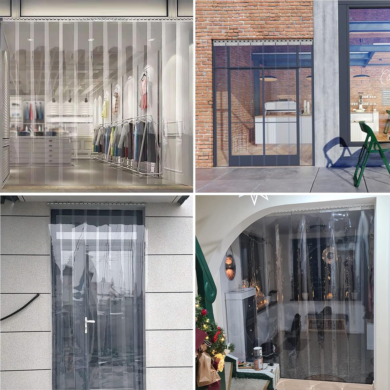 Tiras de cortina de plástico PVC transparente impermeable para congeladores, balcones, ventanas, fábricas y almacenes, puerta de obturación duradera de 120 x 250 cm para uso en interiores y exteriores