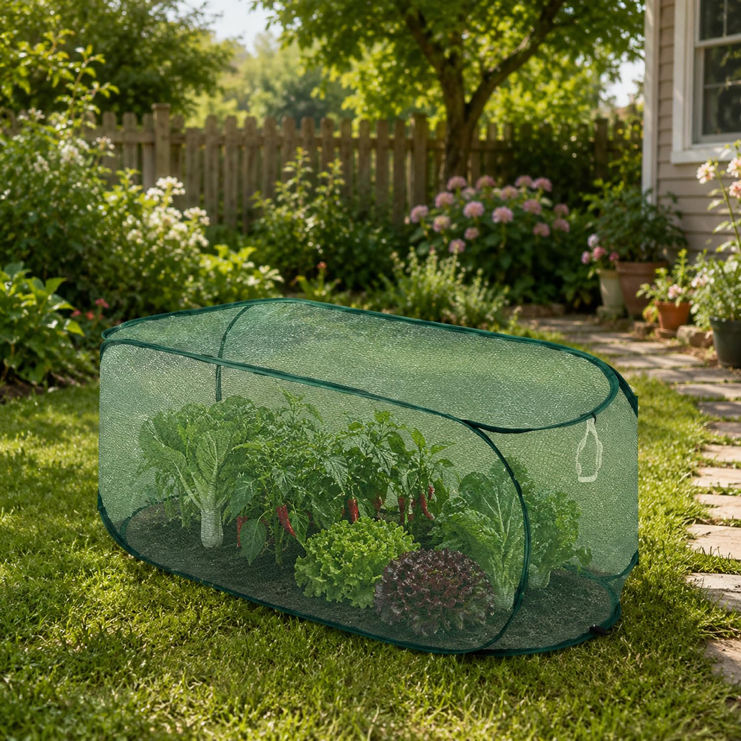 Foldable Pop Up Plant Protection Net Cover, Breathable Mesh Garden Crop Cage to Help Block Birds, Insects & Rodents for Vegetable Beds (39" x 18" x 16") (big)