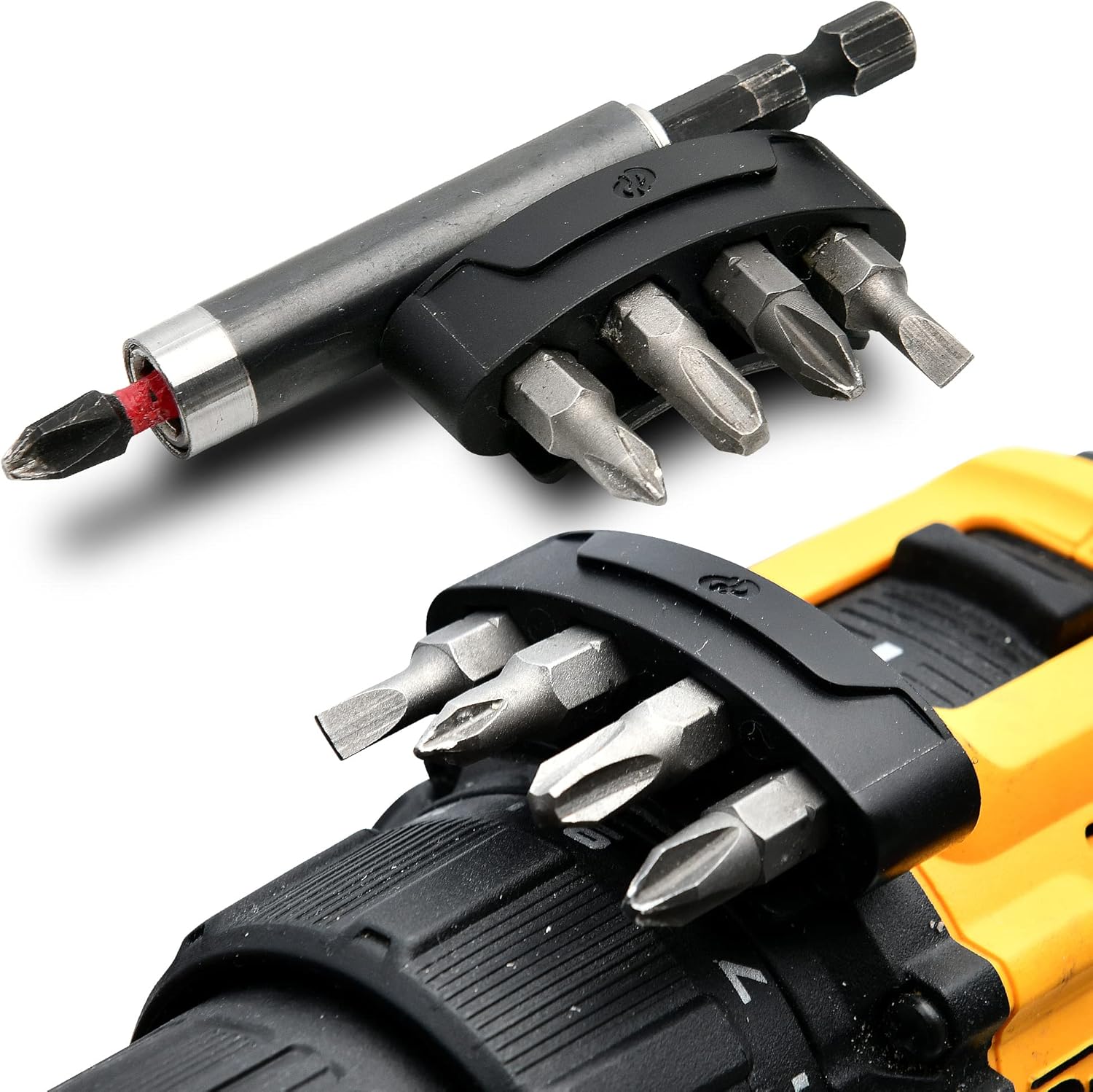 2 Pack Black Neodymium Magnetic Bit Holder Drill Bit Organizer Universial Fit For Cord/Cordless 20v 18v 12v Power Drills and Impacts Screwdrivers