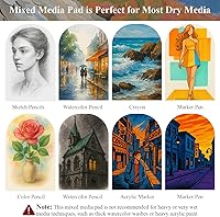 Vista 6 de Cuaderno de bocetos para medios mixtos de 9" x 12" - Cuaderno de bocetos multimedia de tapa dura, encuadernado en espiral, 60 hojas de papel