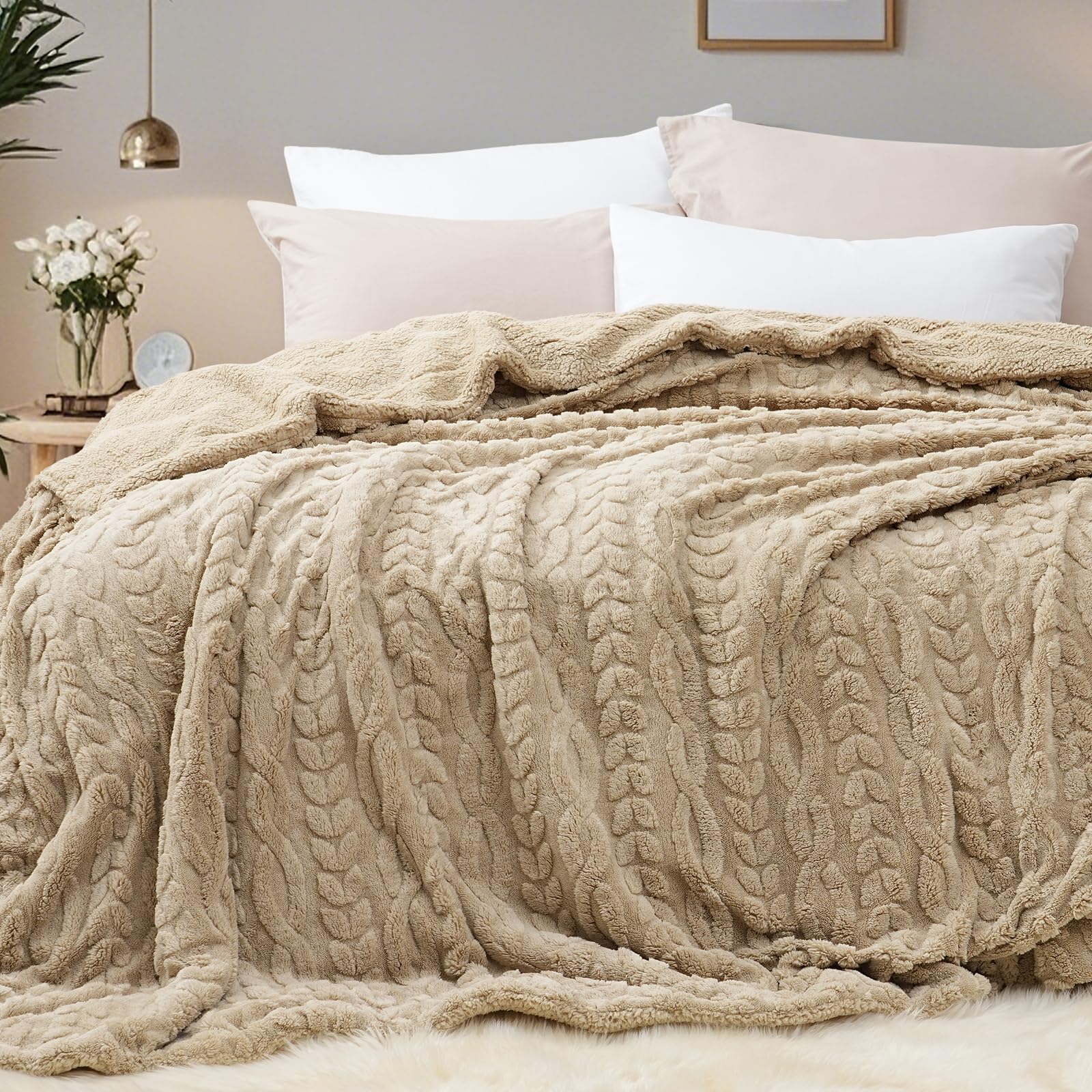 Colcha Cama 150 Invierno Brentfords - Manta De Franela Sherpa De Forro Polar Grande Y Esponjosa, Manta Gruesa, Suave, Acogedora, Color Rosa Rubor, 150 X 180 Cm Manta Sofa Grande