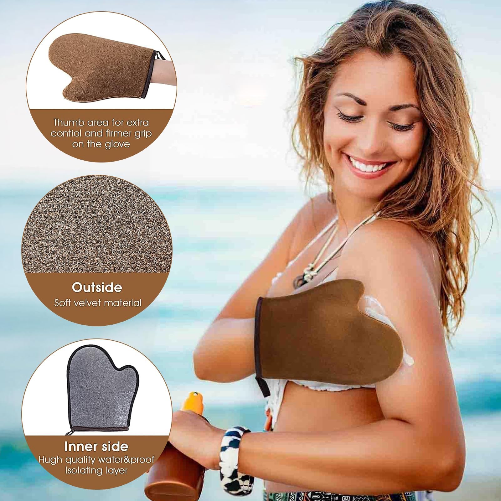 3Pcs Exfoliating Glove, Bath Brush, Tanning Mitt Ideal for Daily Body Cleansing, Deep Exfoliation and Shower Massage 3