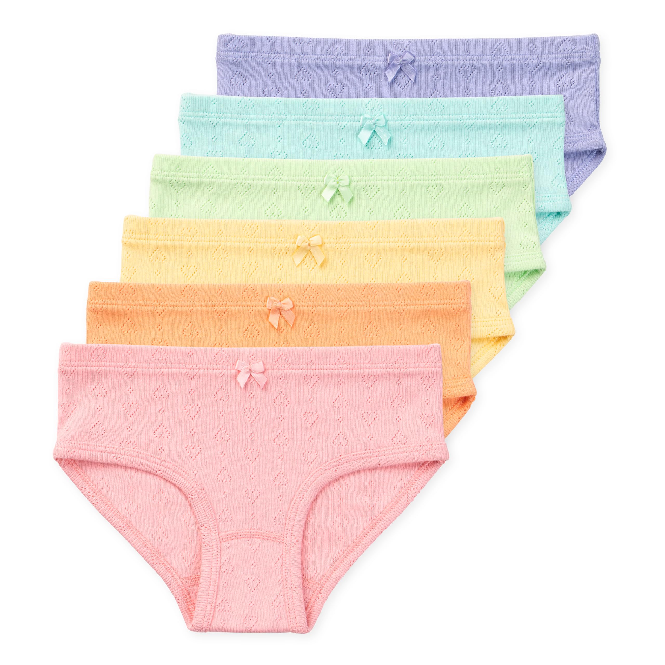 Lucky & MeErica Girls Bikini 100% Organic Cotton Children's Underwear 6 Pack