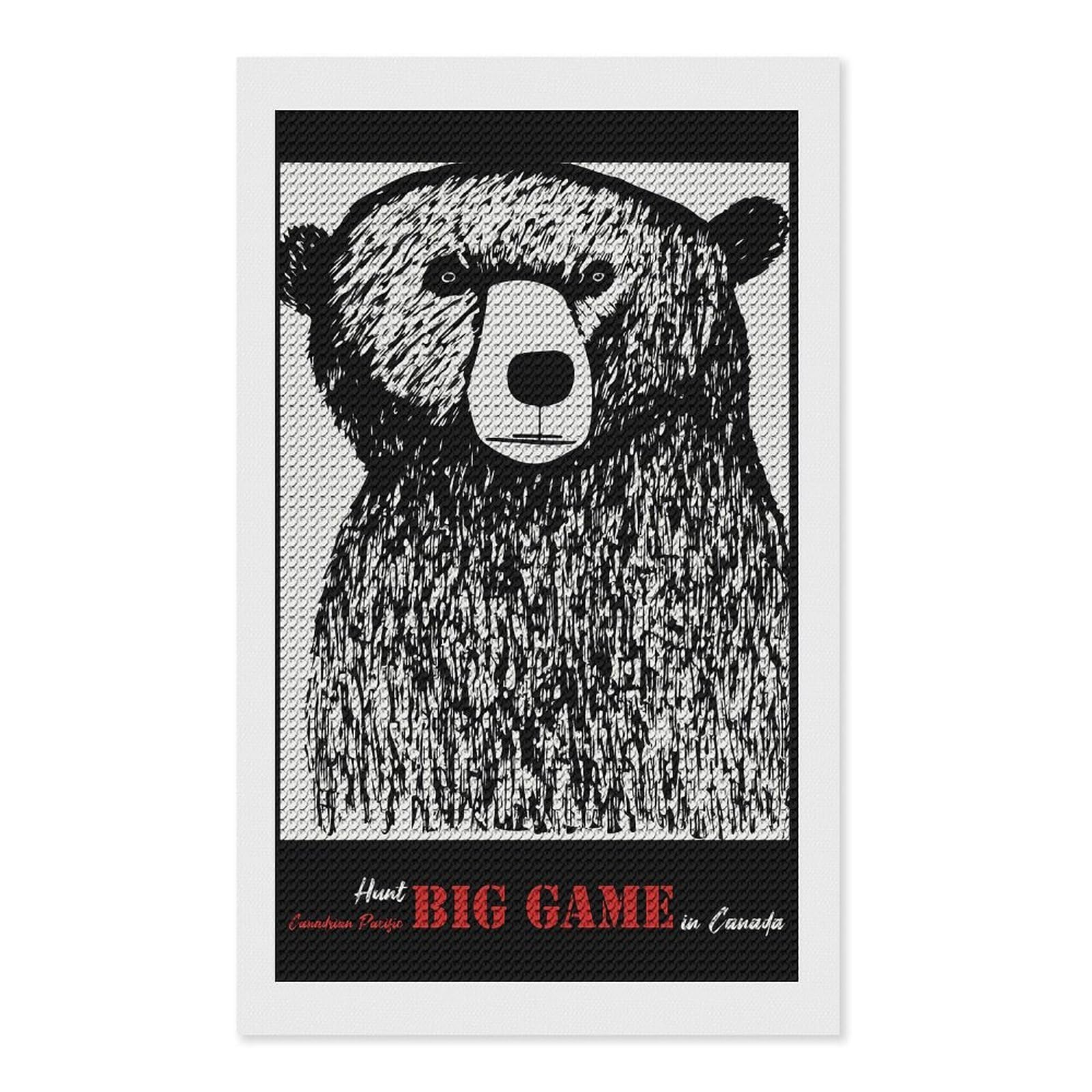 Junmoney Hunt Big Game Canada Diamond Art Kit 12"x20", Creative Leisure Activity, Complete Accessories, Vintage Style Decor, for Women