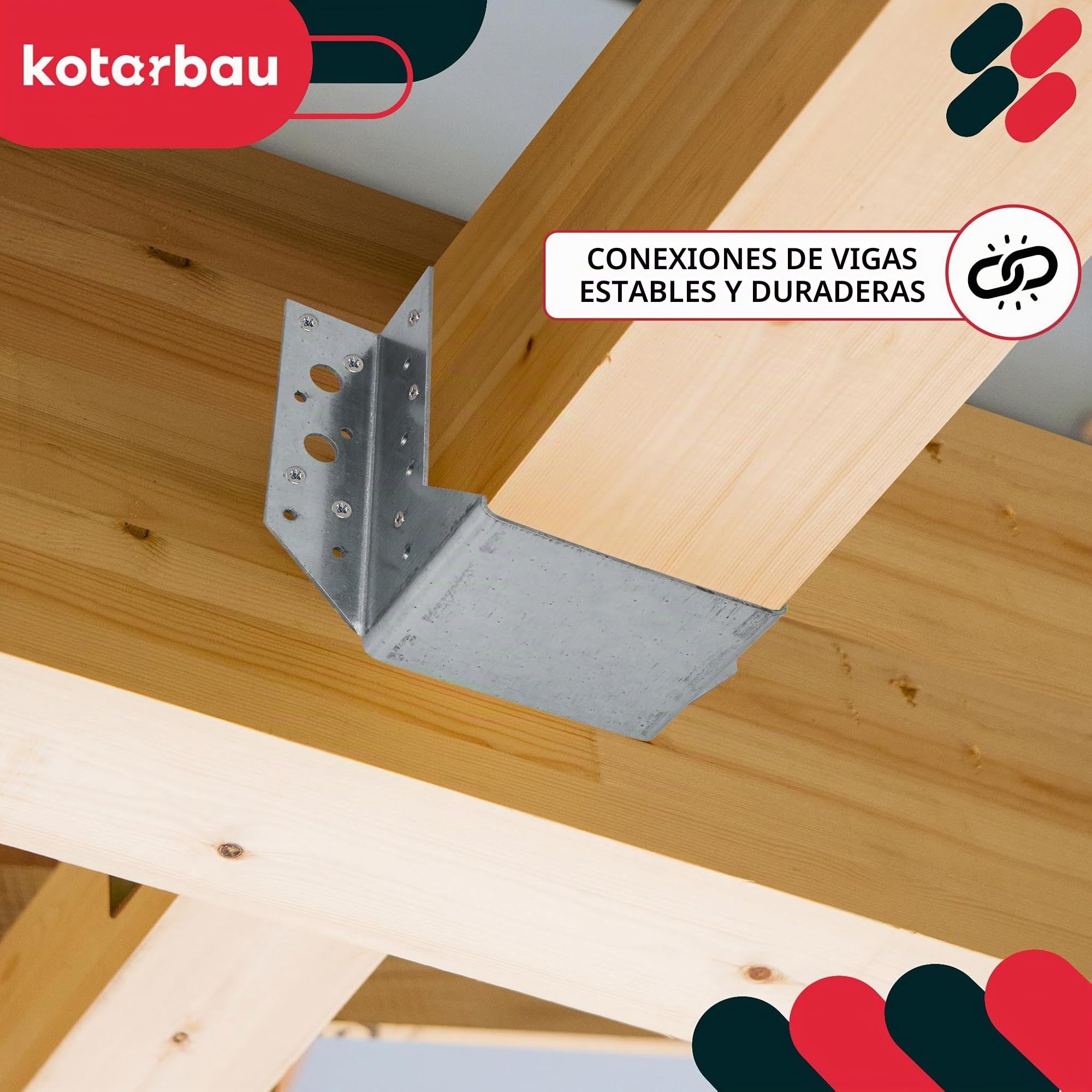 KOTARBAU® Juego de 10 soportes para vigas 40 x 110 mm, conectores de madera de acero galvanizado, soportes para vigas, conectores de vigas de carga pesada, conectores de vigas, conectores de vigas de