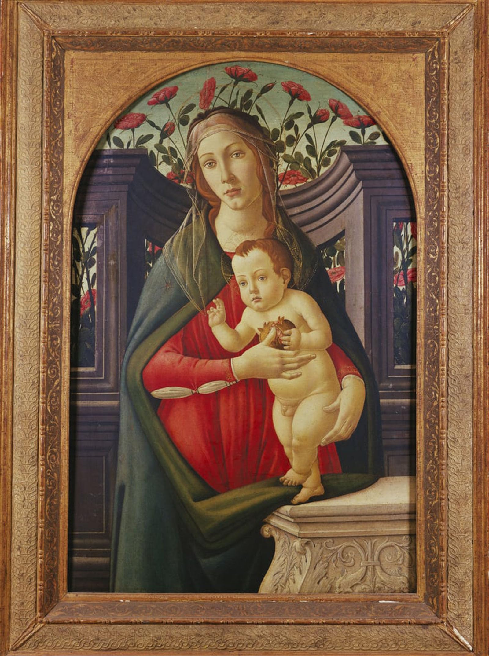 ARTXLXXBN Famous Print Painting Colorful Art Print The lady and child in a niche decorated with roses by Sandro Botticelli Canvas Art Decorations for Home Decor 60x90cm