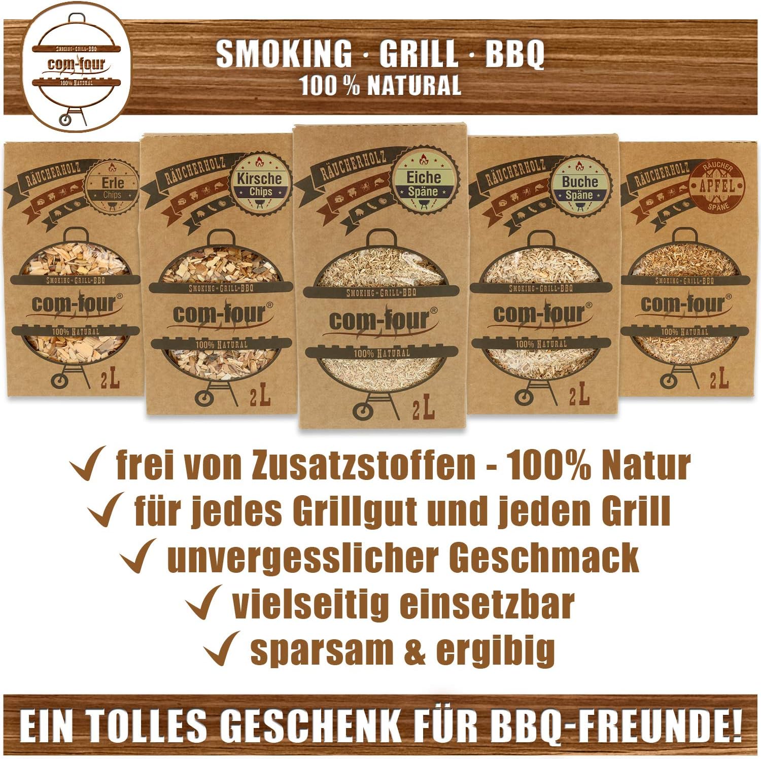 comfour® 500 g alder wood smoking chips 100 natural extra coarse