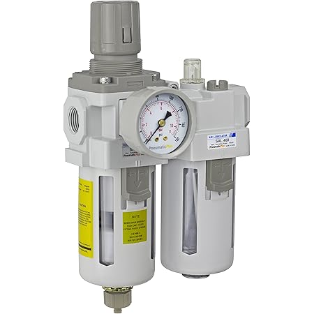 Topring Filtre Régulateur Lubrificateur à Drain Manuel Avec Bol En Métal Et Manomètre