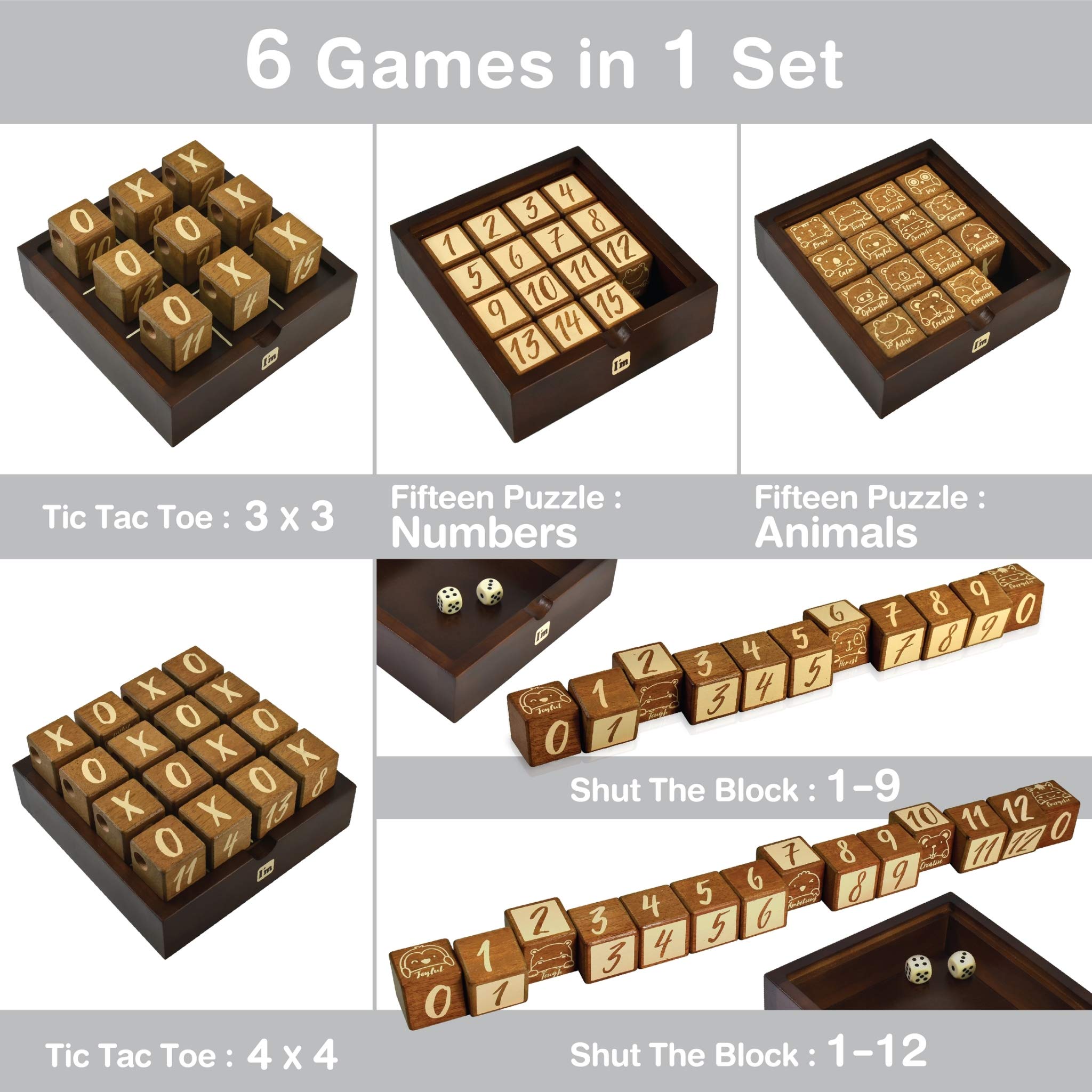 Amazon.com: Super SIX : Wooden Multi Board Game: Tic Tac Toe +