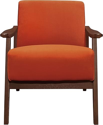 Miniatura 4 de Lexicon Savry - Silla decorativa con brazo de madera de tela de 29 pulgadas de ancho, color naranja Naranja,Marrón claro,Gris