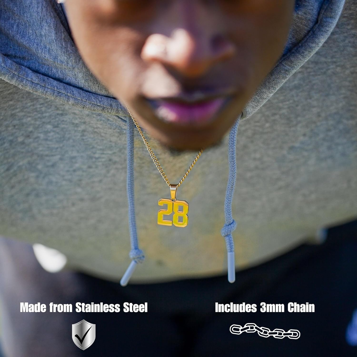 FlowX Jewelry Jersey Number Necklace, Custom Number Chain, Numbers 00 to 99, Baseball Necklace, Senior Gifts, Football Drip, Softball Necklace