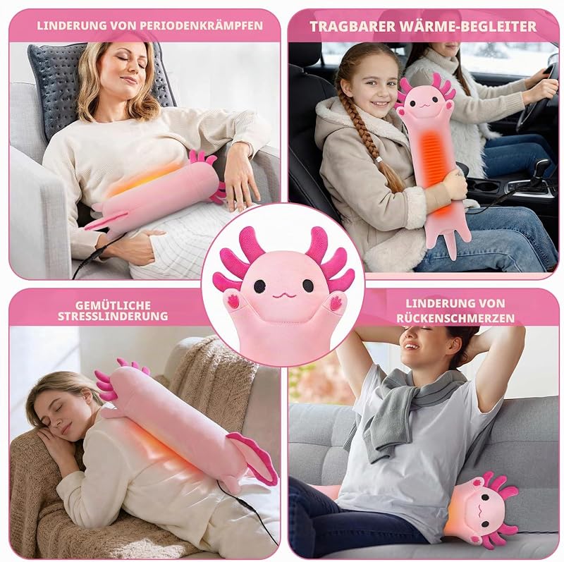 Pernă electrică de încălzire MewMix Axolotl cu funcție USB pentru gât, spate, umeri, abdomen și perioadă menstruală