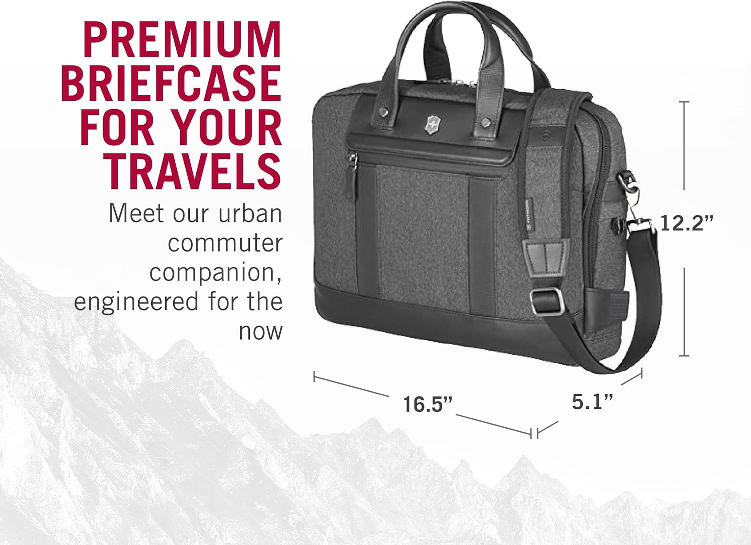 Victorinox Architecture Urban2 Briefcase - Professional Laptop Briefcase with Detachable Shoulder Strap - Perfect Travel Bag - 16 Liters, Gray