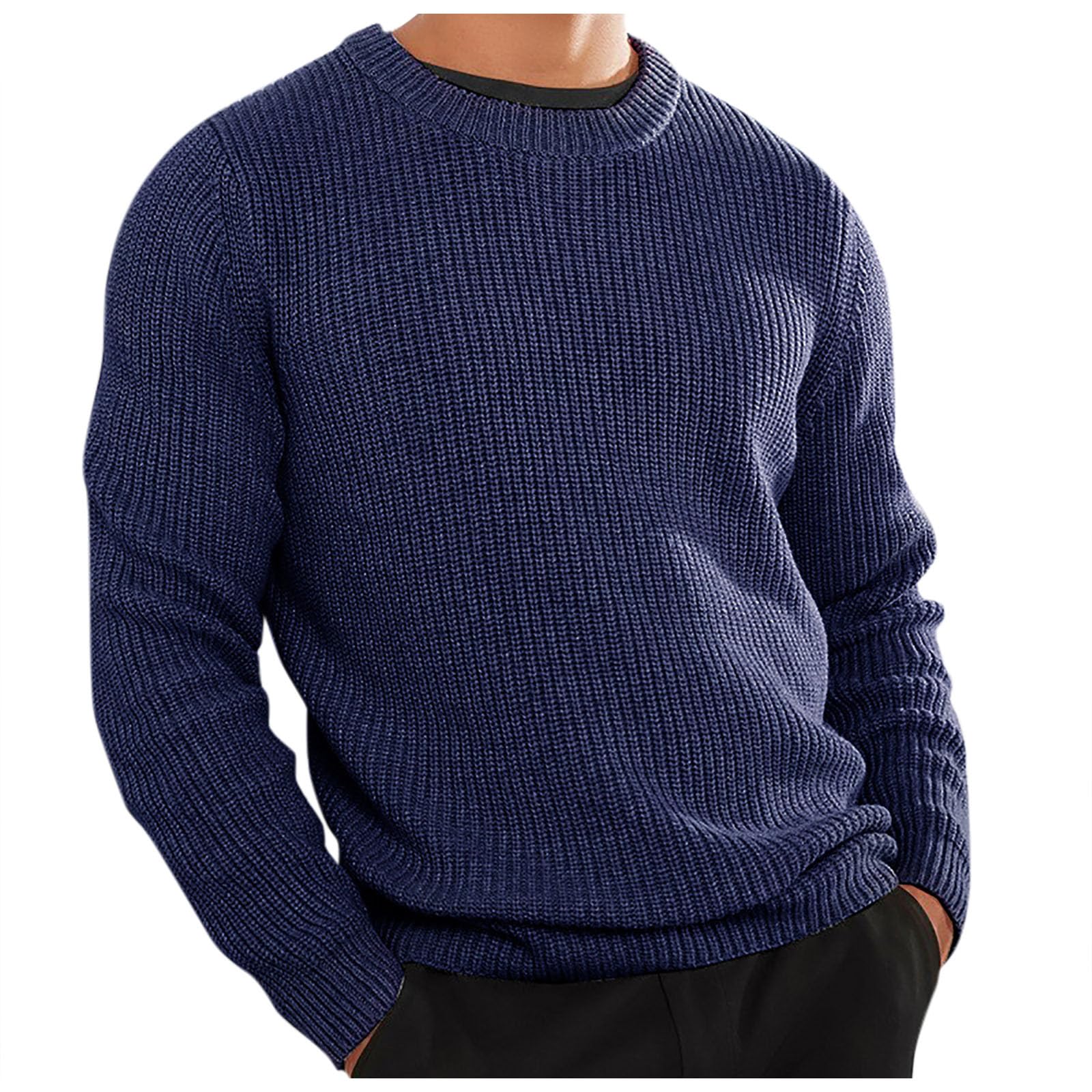 Generisch Jersey de manga larga para hombre, de invierno, de un solo color, para invierno, cálido, informal, para el trabajo, prendas de punto
