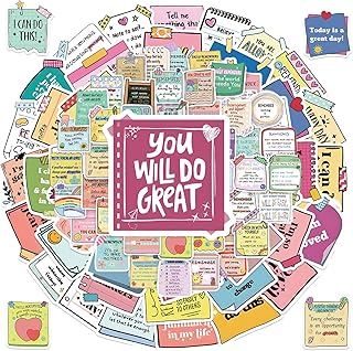100PCS Motivational Stickers & Uplifting Vinyl Decals – Waterproof Affirmation Labels with Mental Health Quotes – Perfect for Teens, Teachers, Planners, Bottles, Notebooks