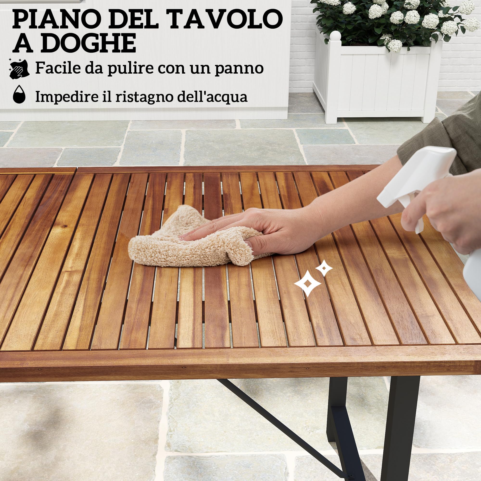 COSTWAY Tavolo Da Giardino 140 Cm Per 6 Persone, Tavolo Esterno