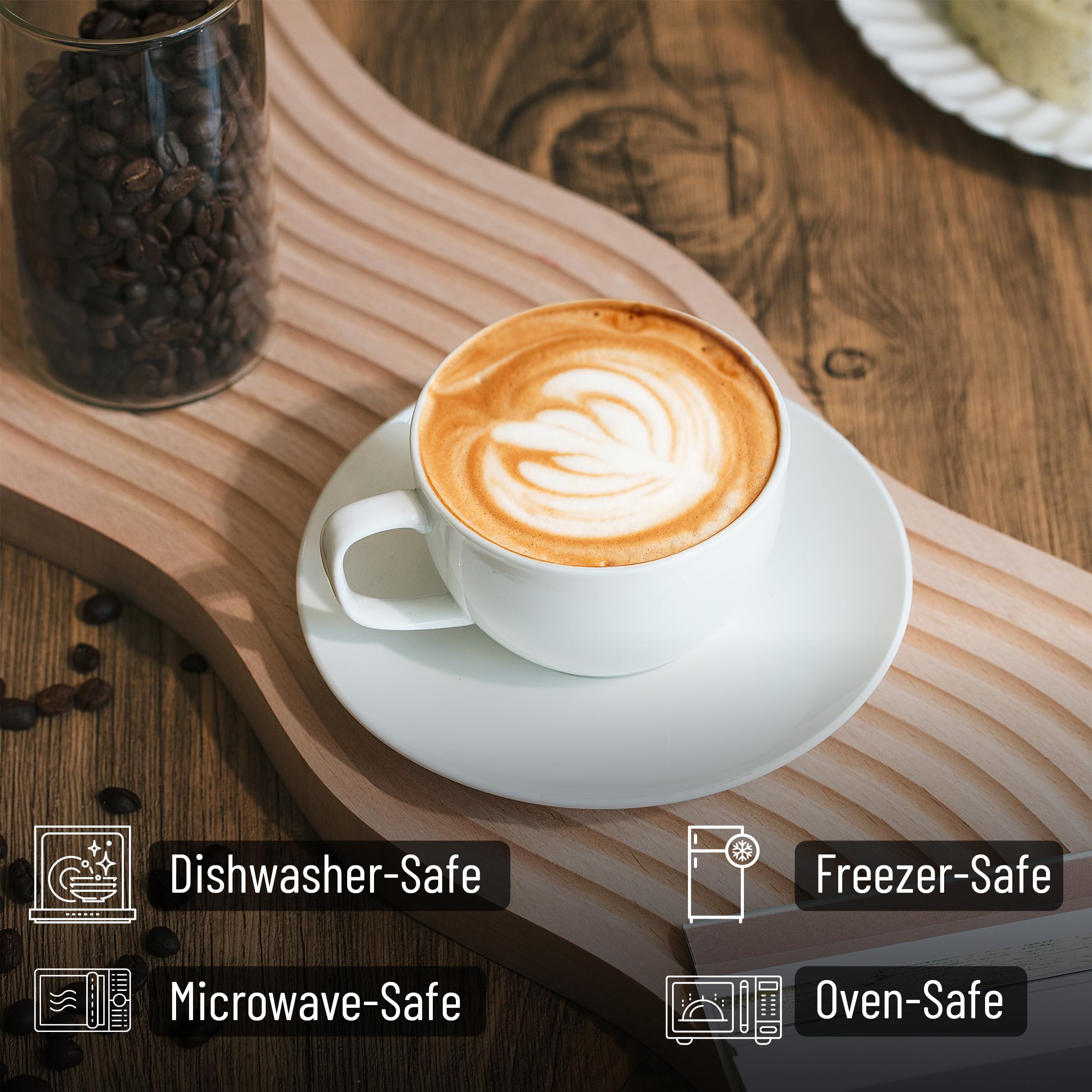 BTaT- Juego de 6 tazas de té, tazas de té y platillos, juego de té, tazas de té florales (7 onzas), tazas de capuchino, tazas de café con leche, juego de té para adultos, tazas de té de porcelana