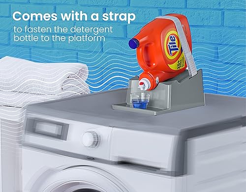 Skywin Dispensador de detergente para ropa sucia para organización de la lavandería, color gris, paquete de 2 portavasos de detergente para