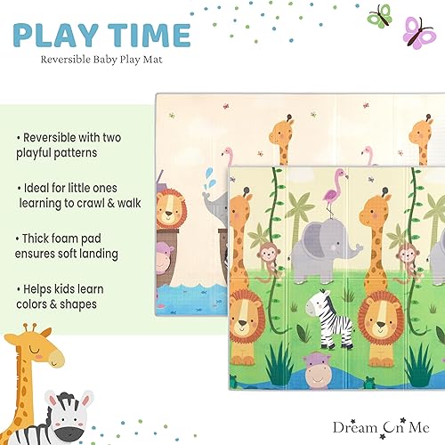 Miniatura 2 de Dream On Me Play Time - Alfombra de juego reversible para bebé, plegable, extra grande, gruesa, de espuma, para niños pequeños, impermeable,