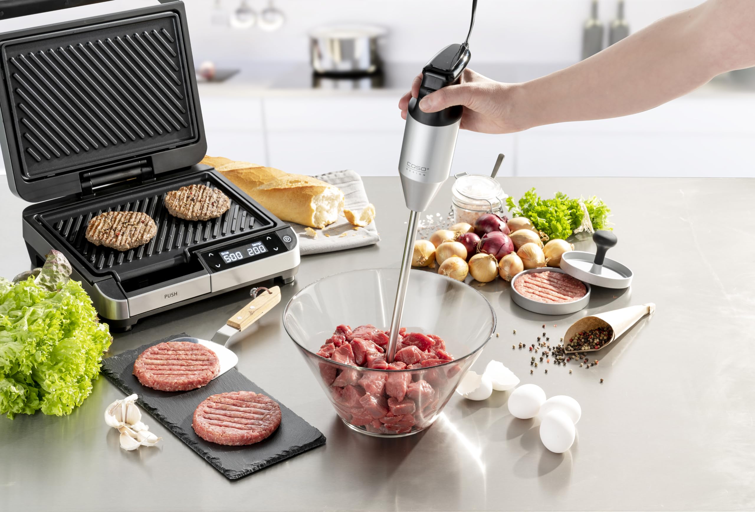 CASO HB 2400 Pro XL Mixeur plongeant - 24 000 tr/min, Puissant & Silencieux, Accessoires inclus pour mixer, mélanger, fouetter & plus, Tige de 29 cm en acier inoxydable