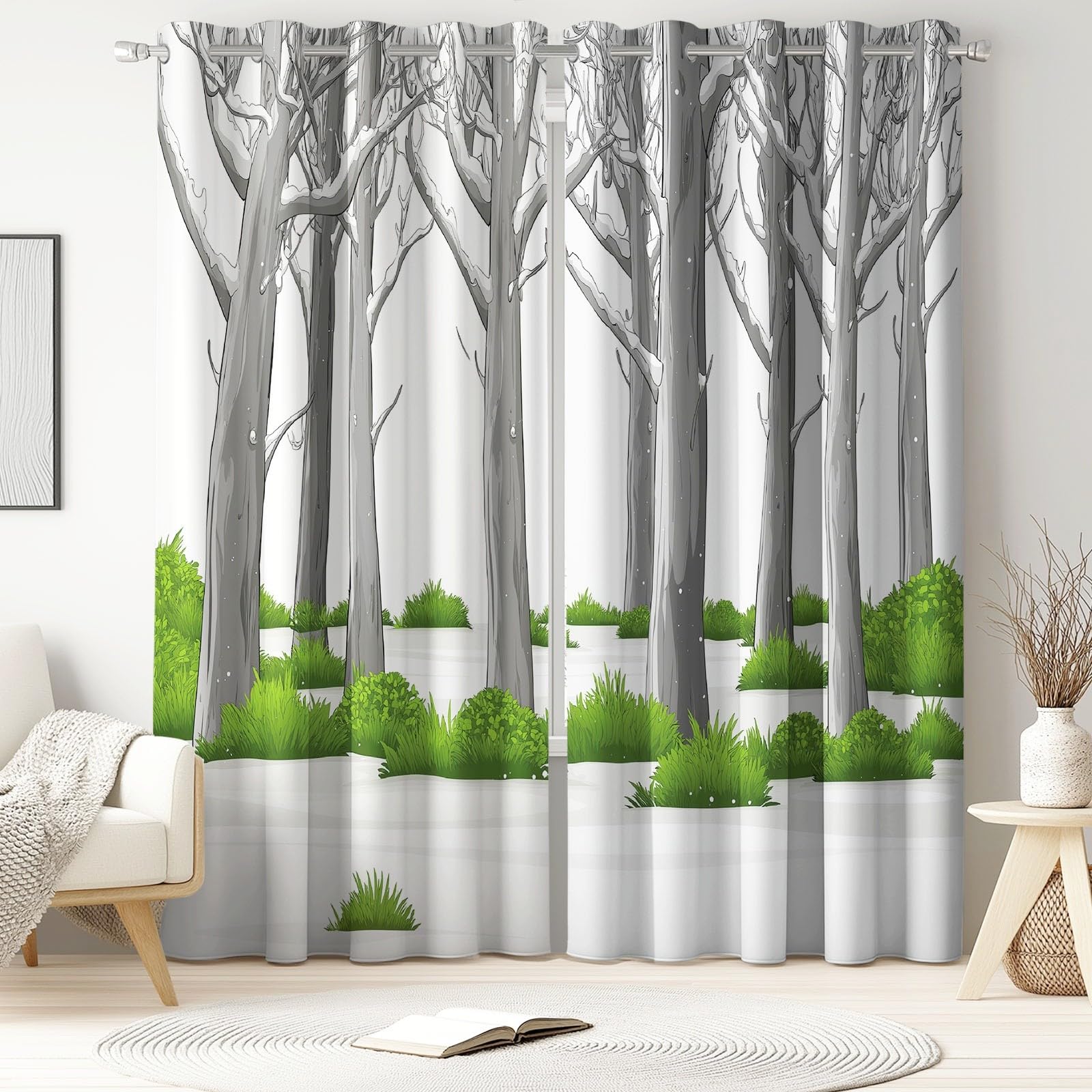 Générique Naturalna zasłona zaciemniająca, zasłony termiczne z oczkami kwiaty wiśni świątynia góry do pokoju dziecięcego salonu kuchni, 117 x 225 cm izolowane termicznie, ochrona przed promieniowaniem