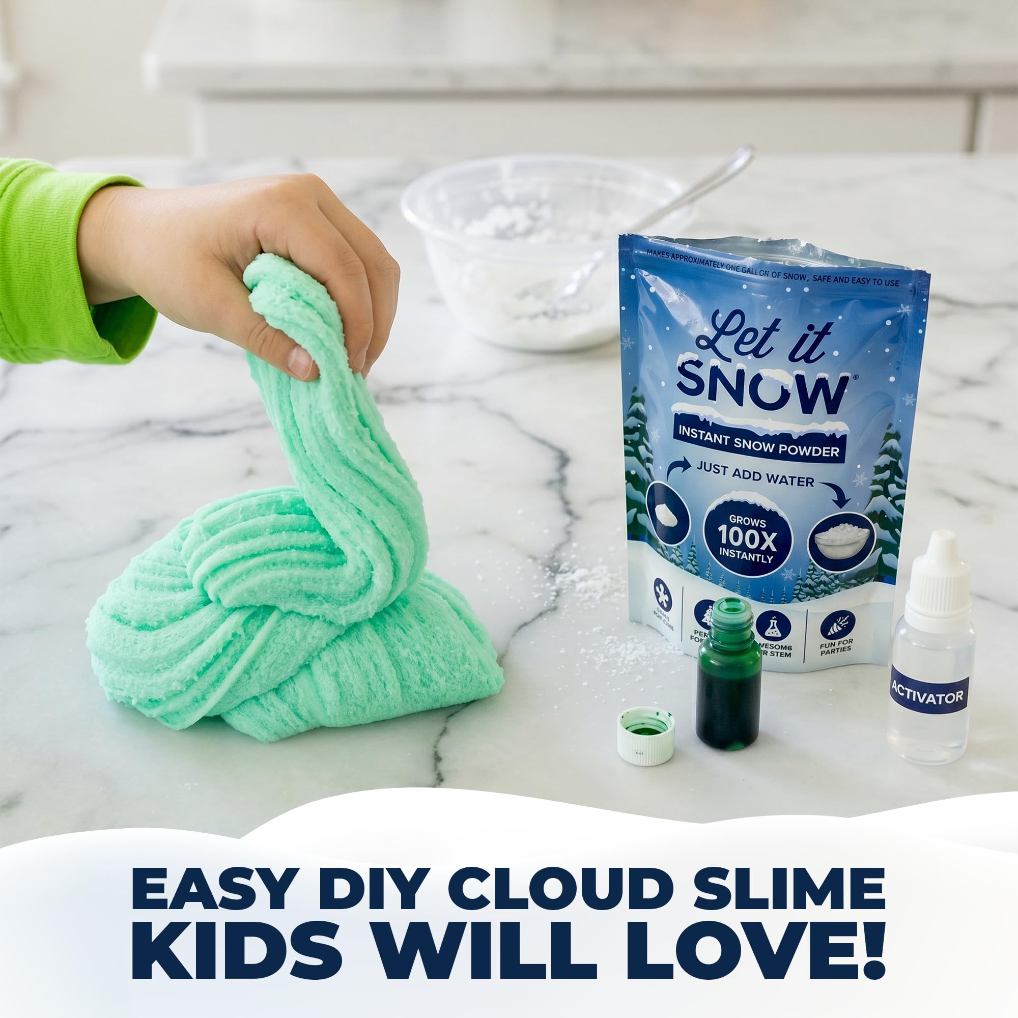 Let it Snow Poudre de neige artificielle instantanée – Fabriquée aux États-Unis, parfaite pour les enfants, les décorations de vacances, les jeux sensoriels – Lot de 25 – Fait de la neige de 80 litres