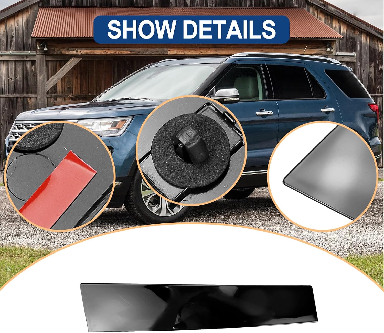 FEXON 926-449 B Pillar Molding Trim Front Right Passenger Side, Gloss Black Applique Compatible with 2011-2019 Ford Explorer, Replaces BB5Z7820554AB BB5Z7820554AC BB5Z7820554AD