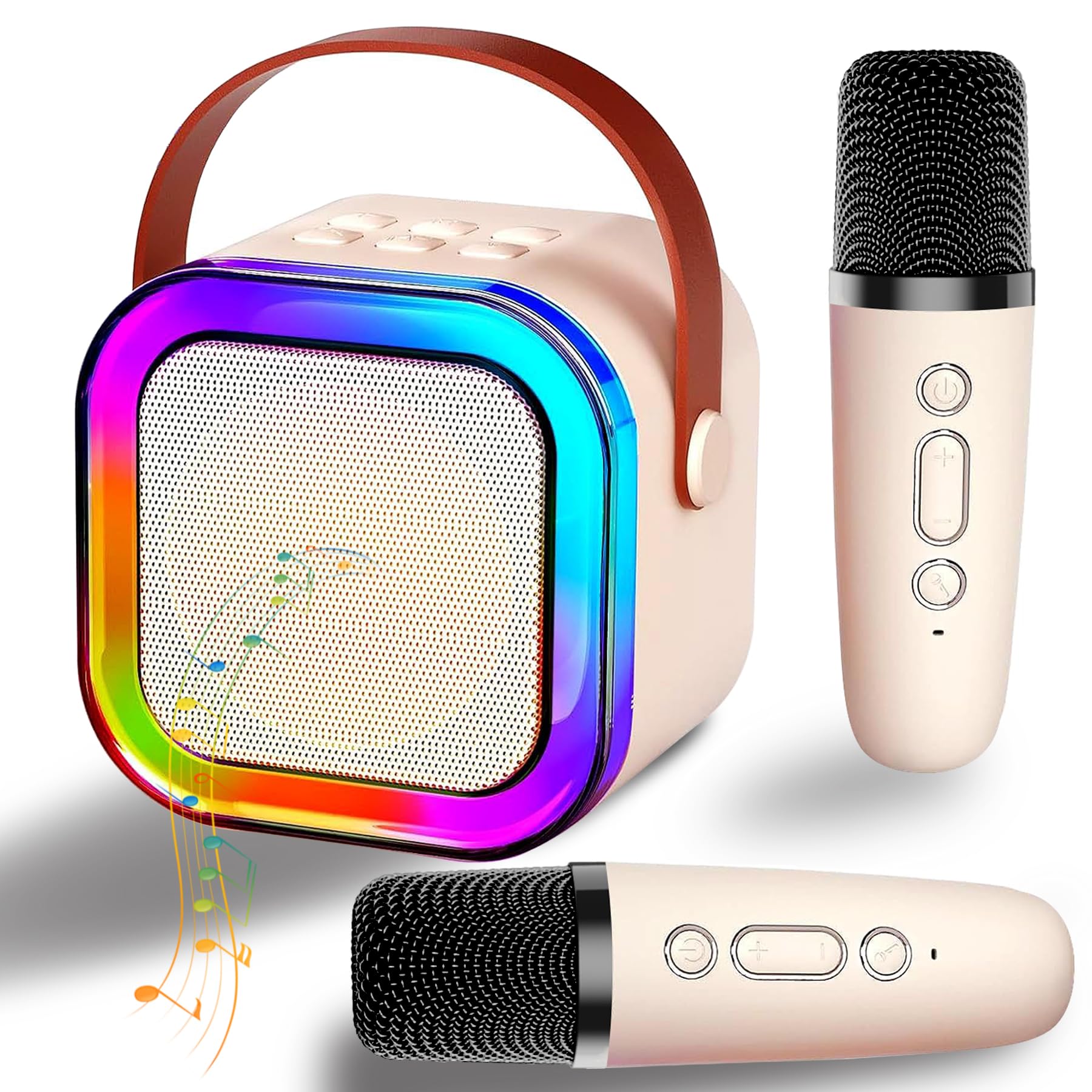 Mini Karaoke Machine for Kids, Karaoke Gifts for Girls Ages 3, 4, 5, 6, 7, 8, 9, 10, 12+Year Old, 3-12 Years Old Birthday Toy Easter Gift for Girls Boys for Karaoke Machine with 2 Wireless Microphones