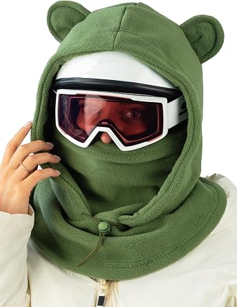 Fleece Balaclava Over Helmet - Warm Helmet Ninja Hood - Snowboard Hooded Hat Neck Gaiter Ski Mask