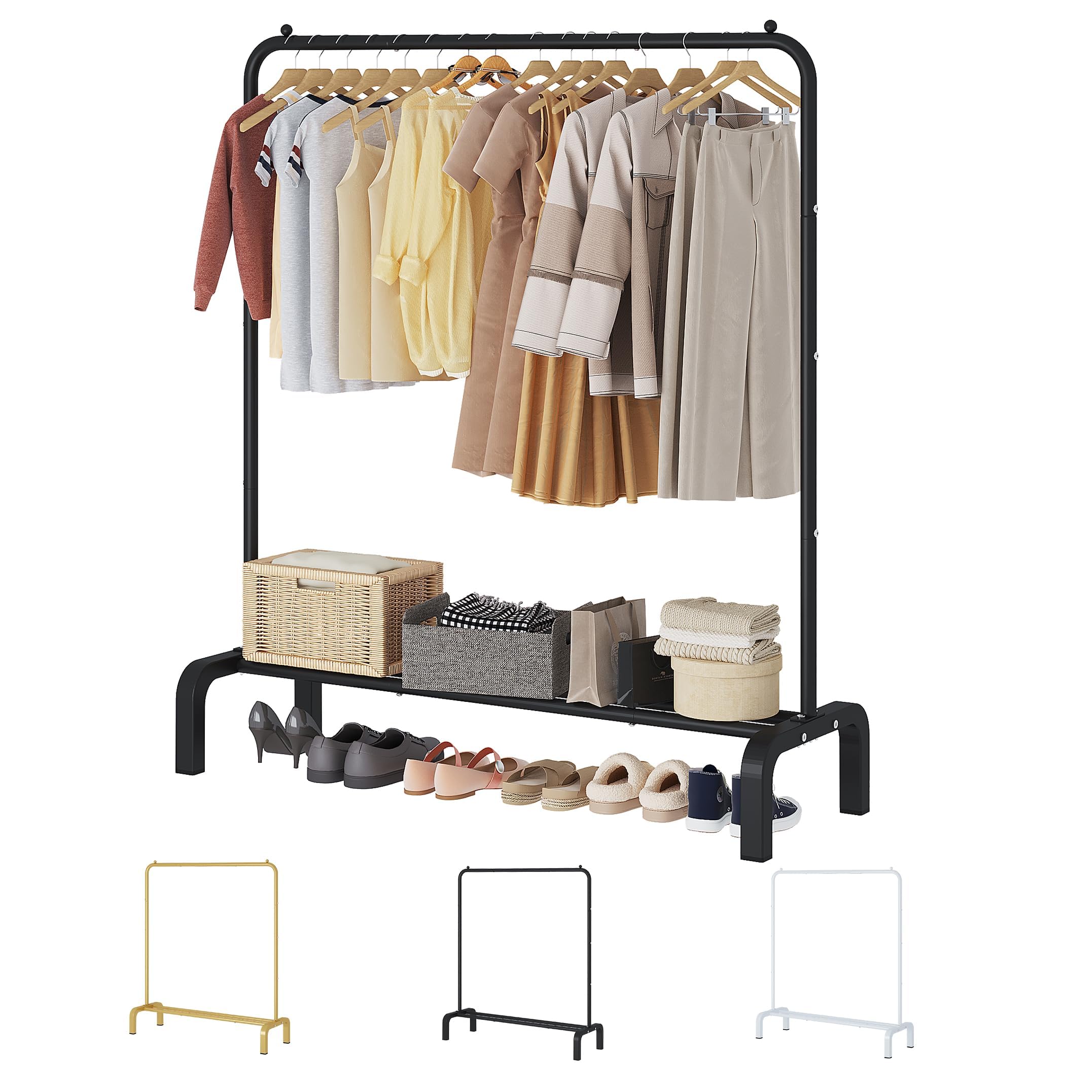 Portant a vetements autoportant avec etageres et tringle robuste