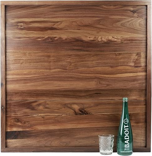 Miniatura 8 de Bandeja otomana cuadrada extra grande de madera de nogal negro de 36 x 36 pulgadas, para servir té, café clásico bandeja decorativa de madera de 3