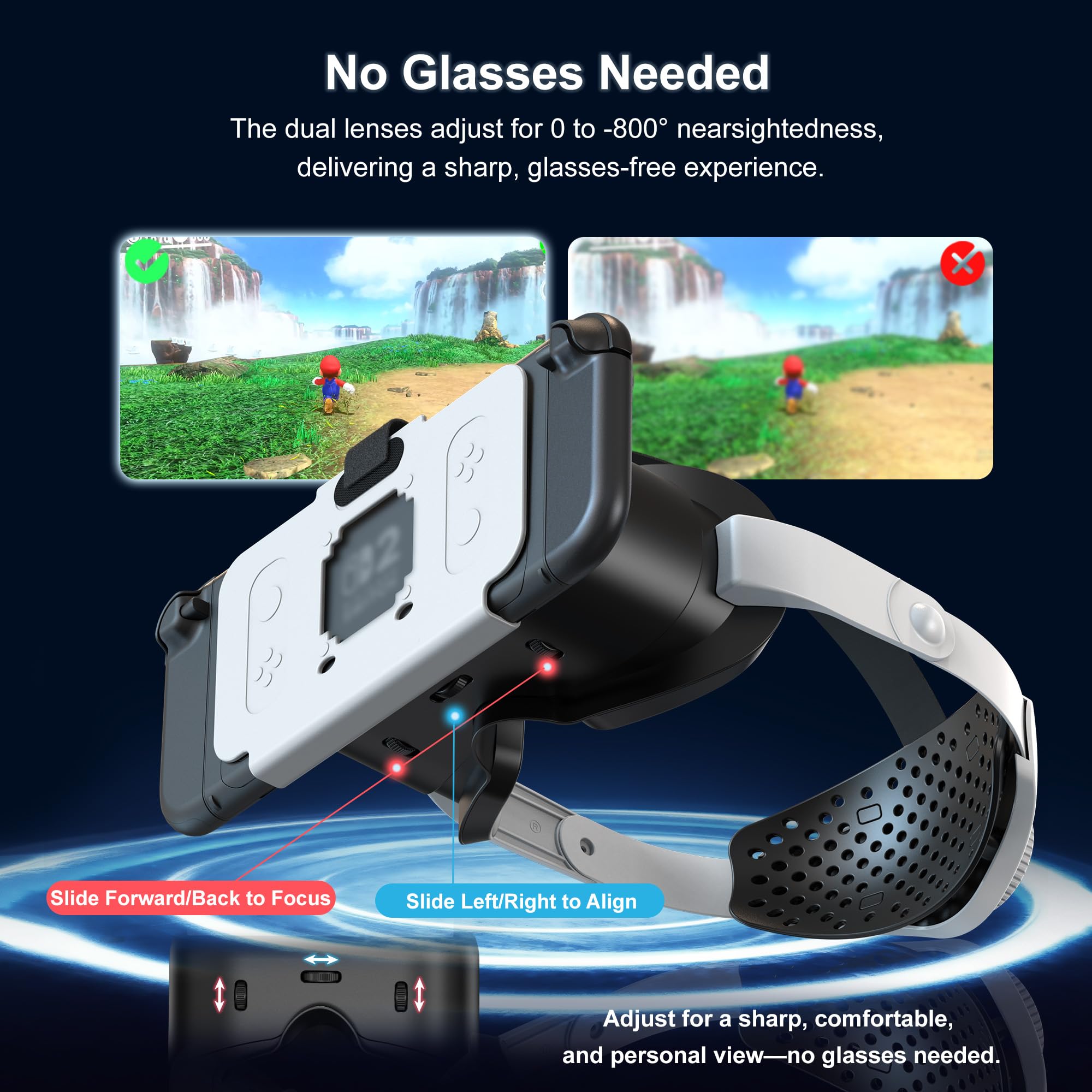Casque VR amélioré pour Switch 2, blanc et noir