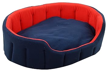 PETSHUB Elite Soft Fleece Reversible Dog and Cat Bed (Red and Blue, Medium)