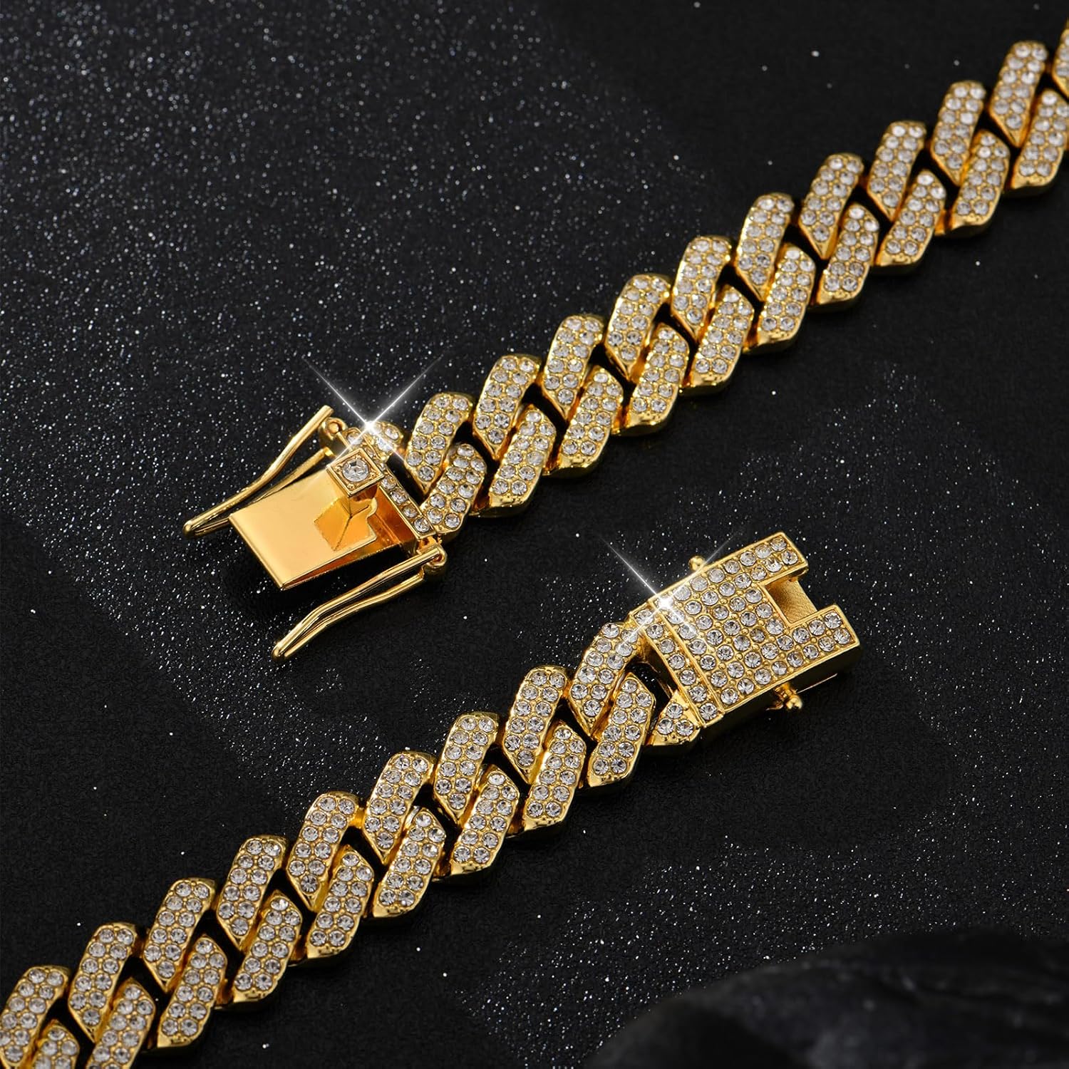 Cuban Link Chain For Men - Iced Out Diamond Necklace | Silver & Gold Plated Hip Hop Chains - Image 4