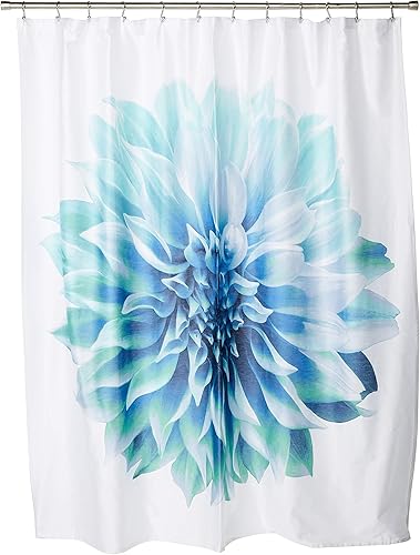 Madison Park Norah - Cortina de ducha de algodón, diseño floral realista de gran tamaño, decoración de baño moderna, lavable a máquina, pantalla de