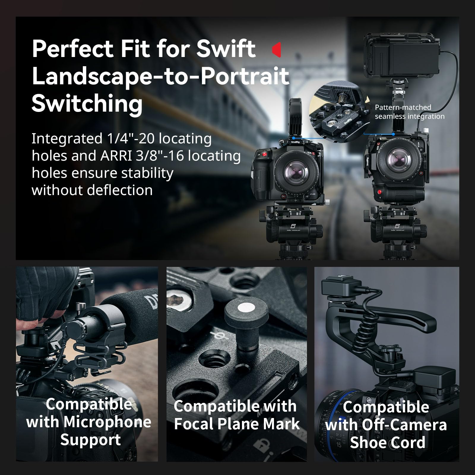 SMALLRIG Cage pour Canon C80, Conception Modulaire avec Plaque Supérieure, Latérales, et Inférieure, Rail NATO, Serre-Câble HDMI, Griffe Porte-Accessoires, Pas de Vis 1/4''-20 et 3/8''-16-5810