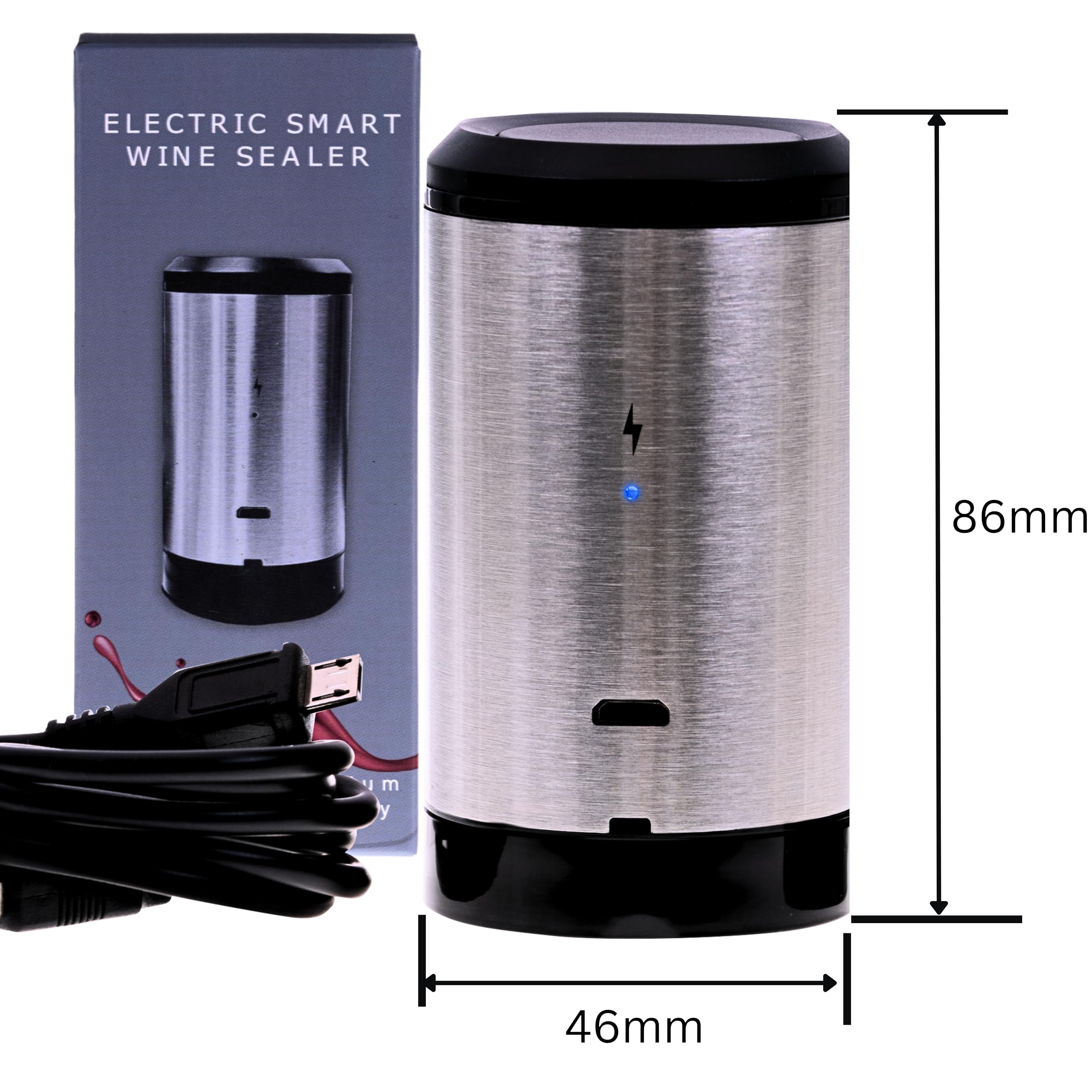 Wine Preserver - Automatic Vacuum Pump Sealer Kit- Reusable Stopper | Keeps Wine Fresh for Days | Rechargeable (USB-C) | Perfect Wine Saver Gift for Enthusiasts.