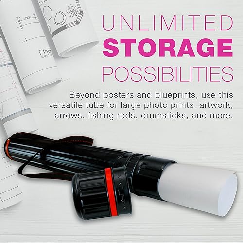 Miniatura 5 de US Art Supply - Tubo de dibujo telescópico negro - Diámetro exterior 3-14", diámetro interior 2-78" pulgadas, longitud 25 a 42-12 pulgadas