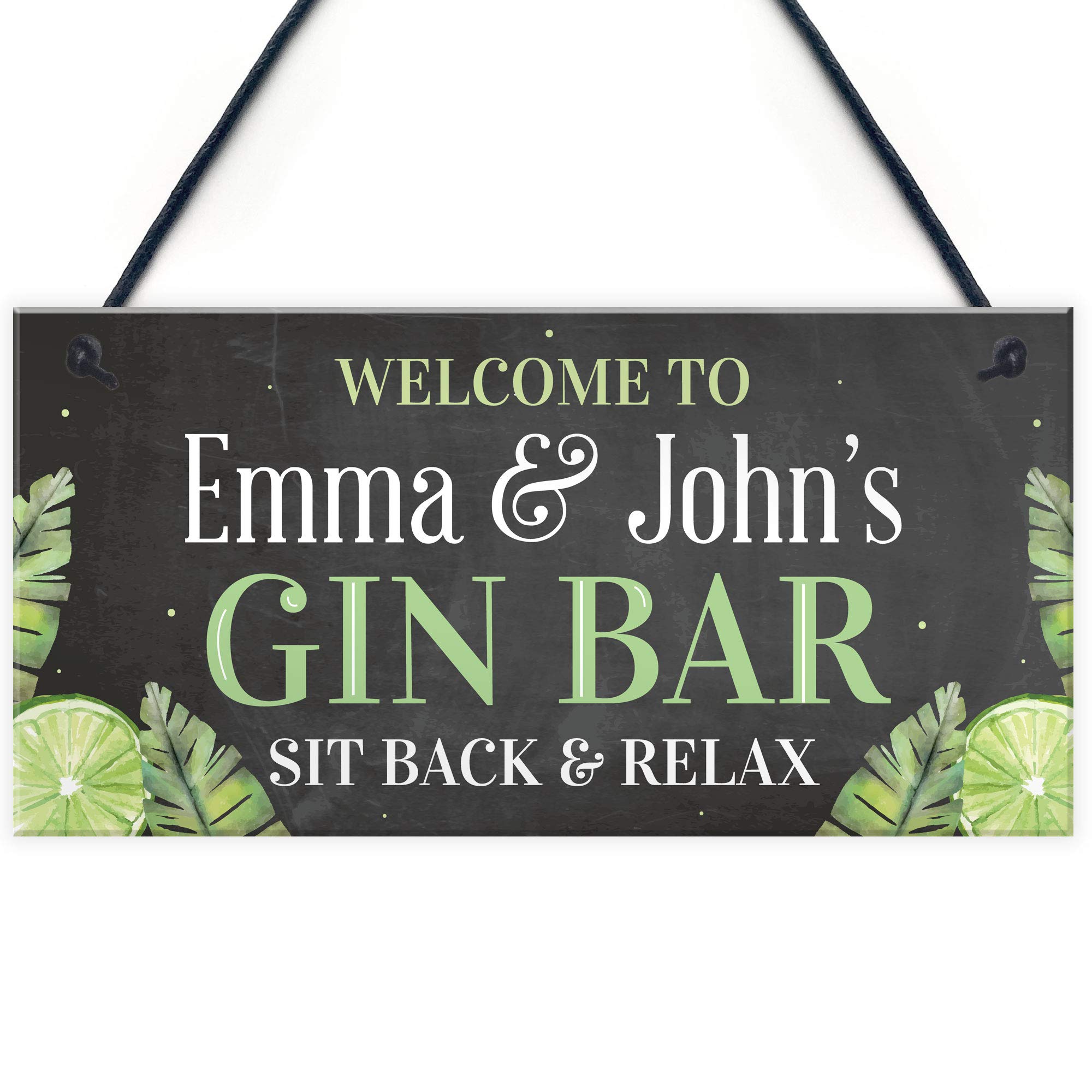 Red Ocean Quirky Gin Bar Sign PERSONALISED Gin Bar Sign Home Bar Sign Pub Garden SIgn Gift