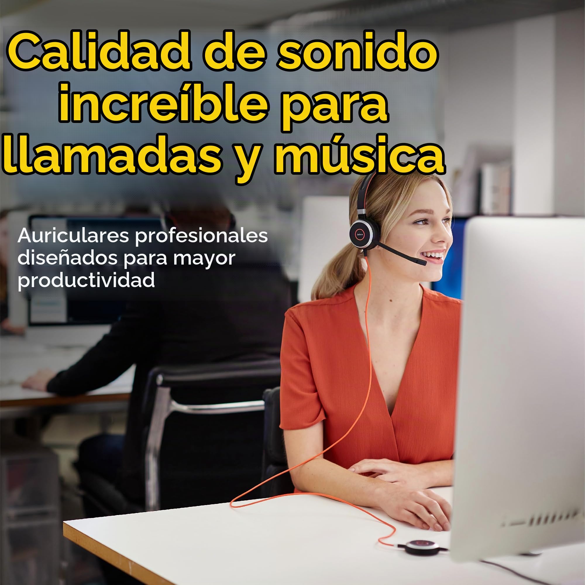 Jabra Evolve 40 MS - Auricular Monoaural Certificado por Microsoft para VoIP Softphone - Cancelación Pasiva de Ruido - Cable USB-A con Unidad de Control - Negro