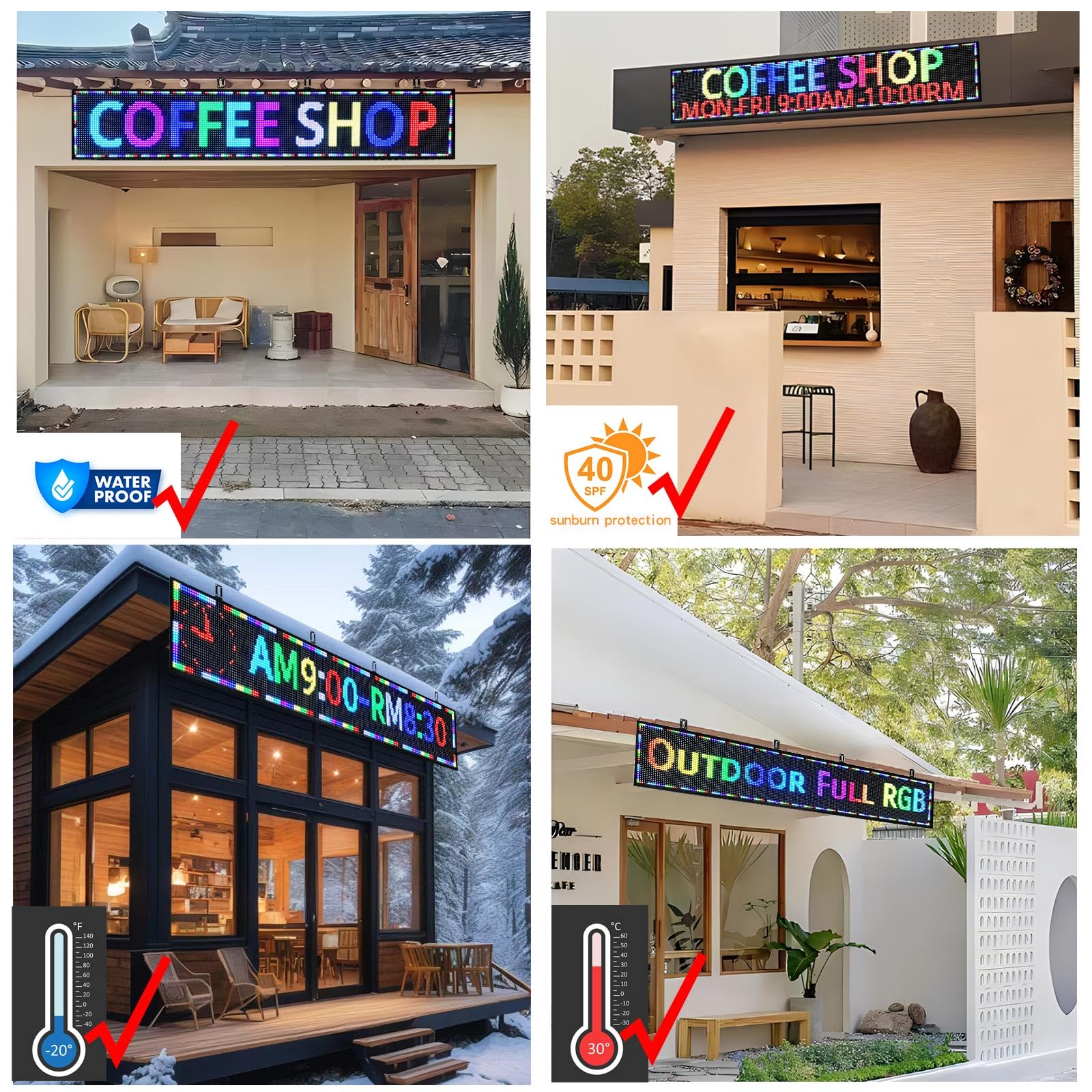 P10 - Letrero LED programable de desplazamiento para negocios, pancarta personalizada para publicidad al aire libre, señal digital abierta, pantalla LED, tablero de mensajes, control WiFi, letrero de