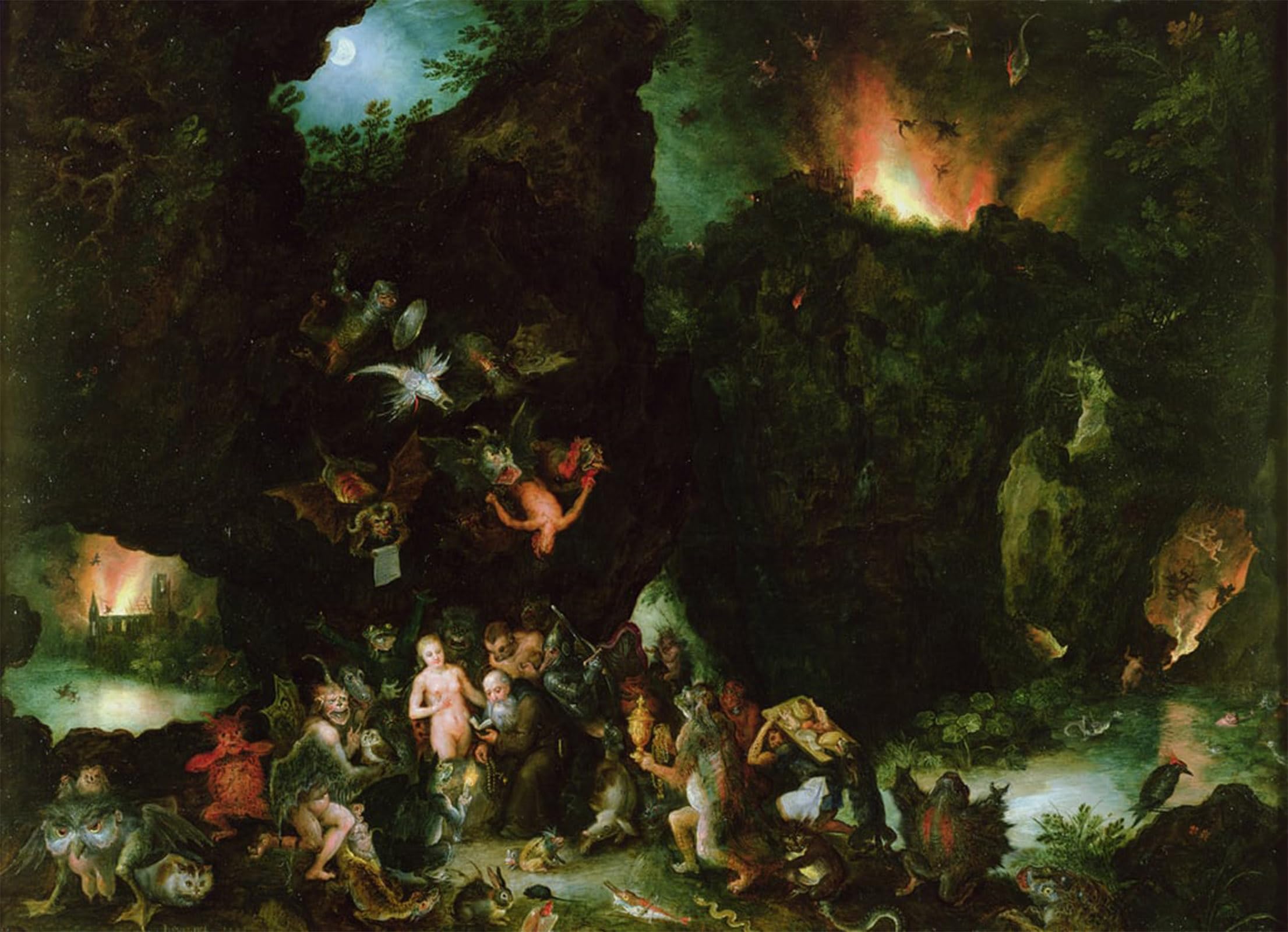 POSTERIIk Famous Modern Artwork Art Mural the Temptation of St Anthony Hell by Jan the Elder Brueghel Oil Paintings Pictures for Home Decor 60x90cm