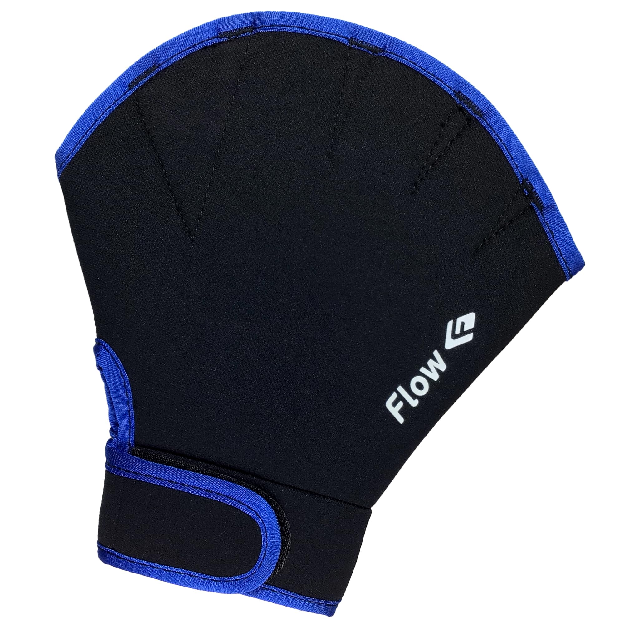 Flow Swimming Resistance Gloves - Webbed Gloves for Water Aerobics, Aquatic Fitness, and Swim Training (Black/Blue, Medium)