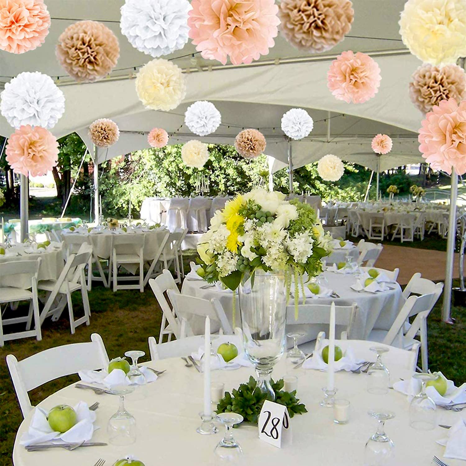 Wyzworks Lot De 6 Pompons Soie Fleur Décorations De Fête Pour Les