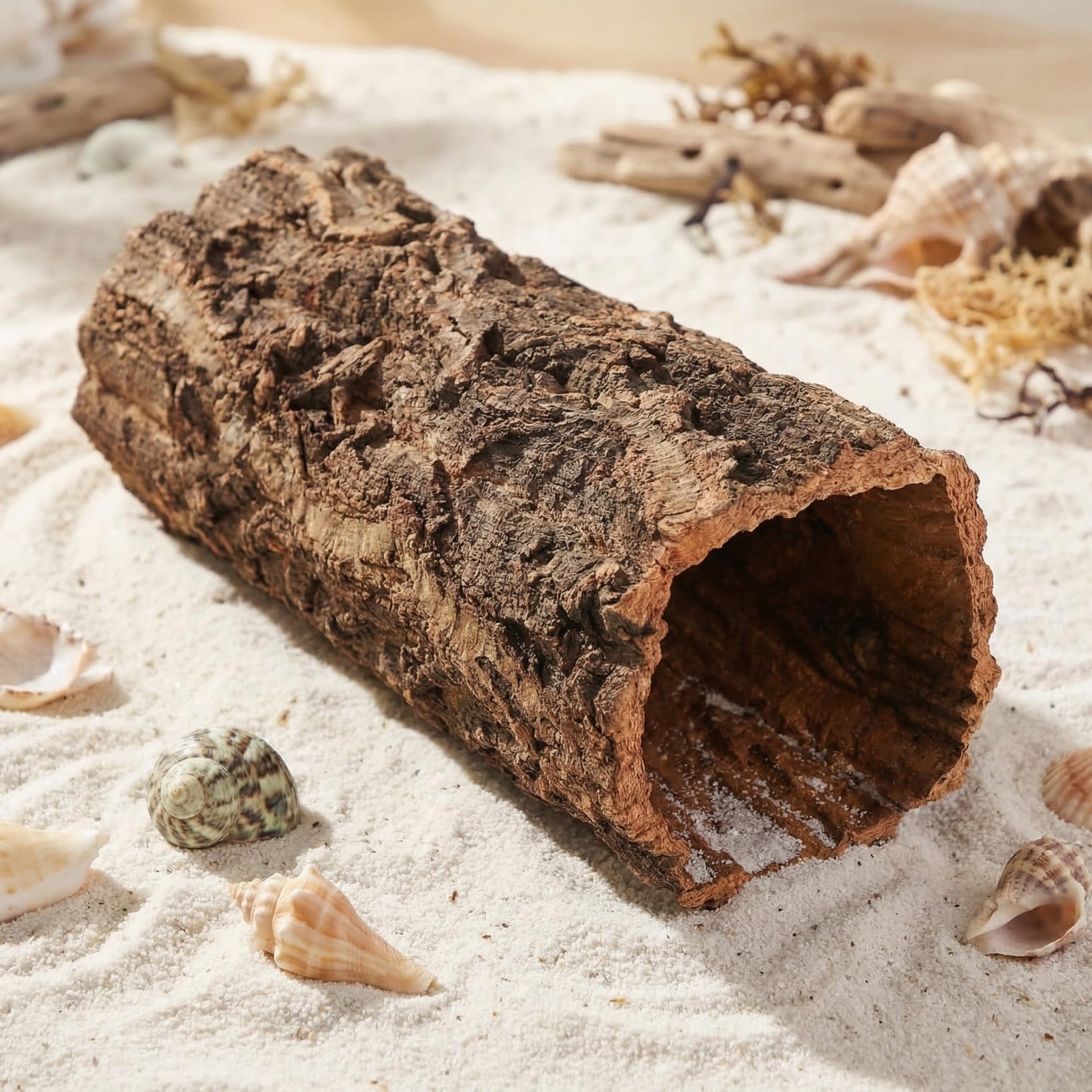Veemoon Natürliche Baumstamm-höhle für Reptilien Und Amphibien, Terrarium aus Natürlicher Korkrinde, Baumstammhöhle, Kletterhöhle aus Holz für Geckos, Schlangen, Einsiedlerkrebse Und Frösche, 3,14