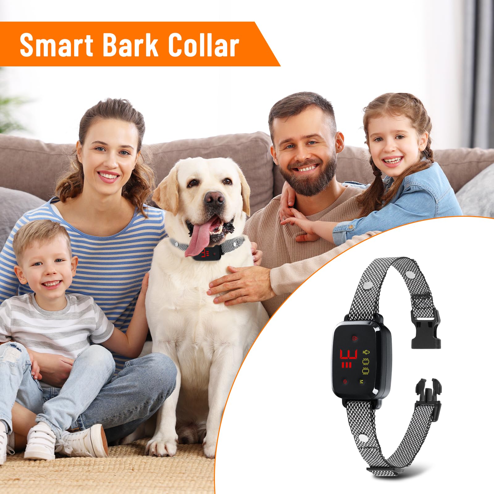 Collare Antiabbaio per Cani, Impermeabile IP67 Addestramento Intelligente Ricaricabile 8 Sensibilità suono e vibrazione Collare senza scosse adatto Cane di Piccola/Media/Grande Taglia